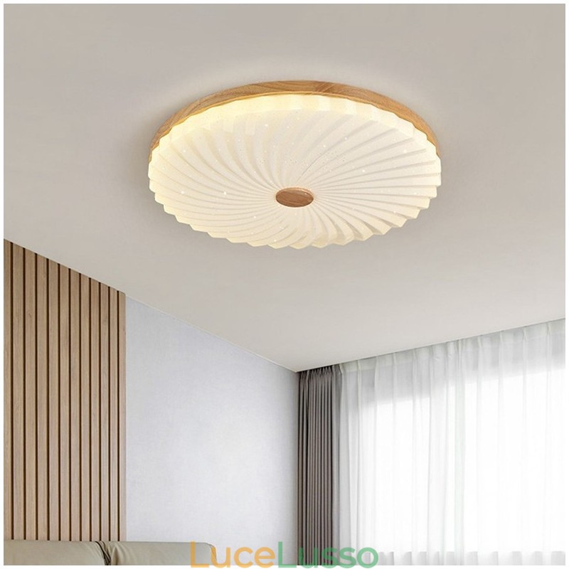 Lampada da soffitto a filo in legno massello moderna semplice rotonda nordica
