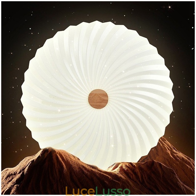 Lampada da soffitto a filo in legno massello moderna semplice rotonda nordica