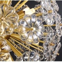 Lampada a sospensione in cristallo con dente di leone in ottone sferico nordico