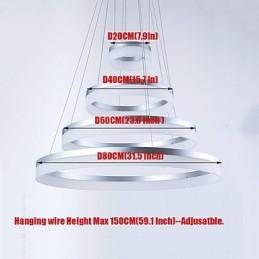 Lampadario in acrilico con anello pendente, apparecchi di illuminazione con