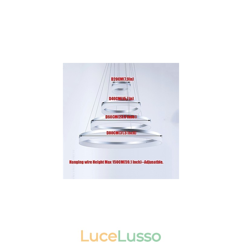 Lampadario in acrilico con anello pendente, apparecchi di illuminazione con