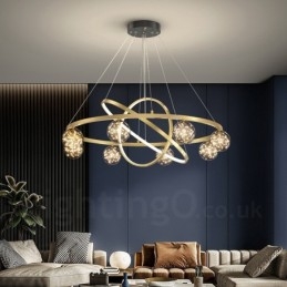 Lampada a sospensione moderna nordica in oro a cerchio