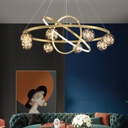 Lampada a sospensione moderna nordica in oro a cerchio
