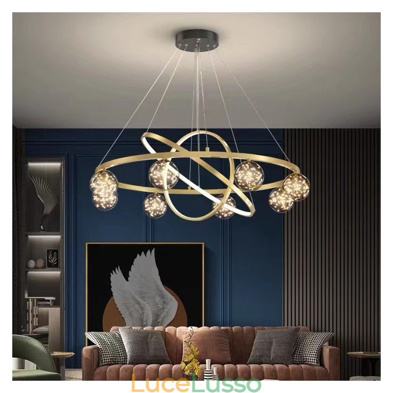 Lampada a sospensione moderna nordica in oro a cerchio