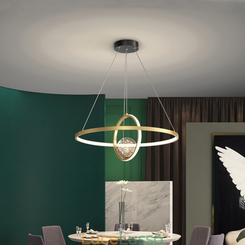 Lampada a sospensione moderna nordica in oro a cerchio