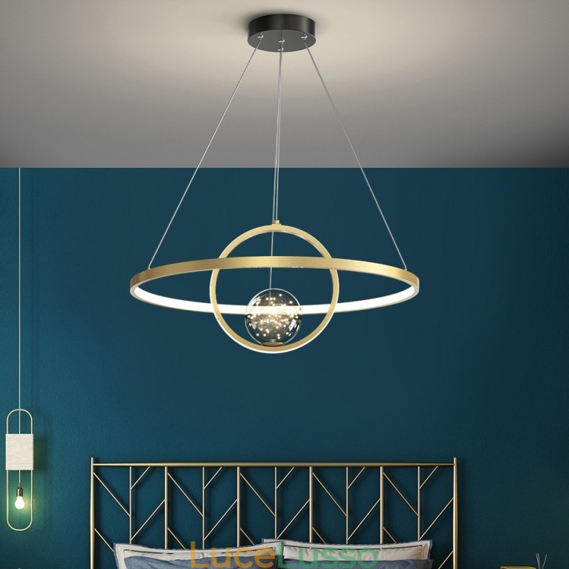 Lampada a sospensione moderna nordica in oro a cerchio