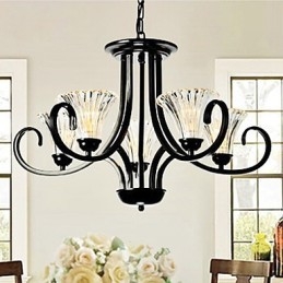 Lampadario vintage in stile europeo a 5 luci con braccio cornuto