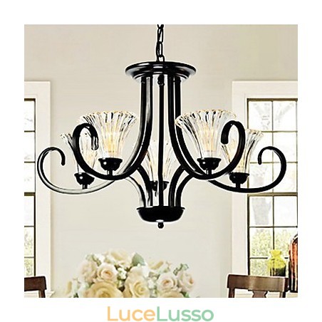 Lampadario vintage in stile europeo a 5 luci con braccio cornuto Lampadario vintage in stile europeo a 5 luci con braccio cornuto