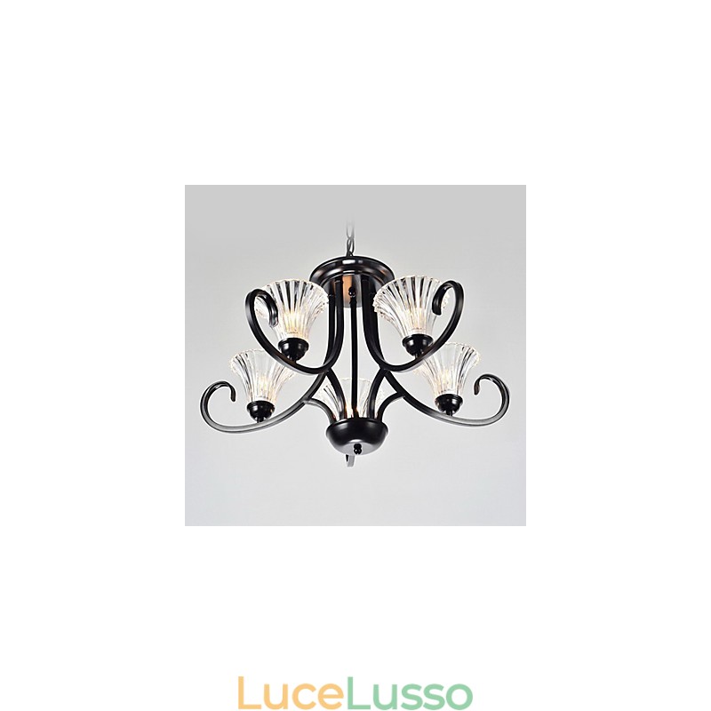 Lampadario vintage in stile europeo a 5 luci con braccio cornuto