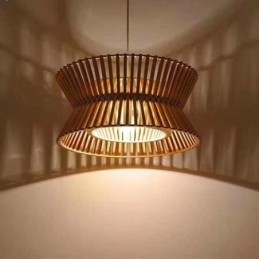 Lampada a sospensione in legno vintage