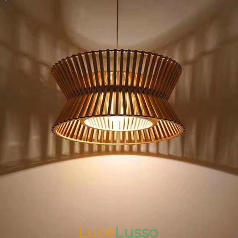 Lampada a sospensione in legno vintage