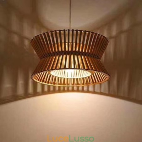 Lampada a sospensione in legno vintage
