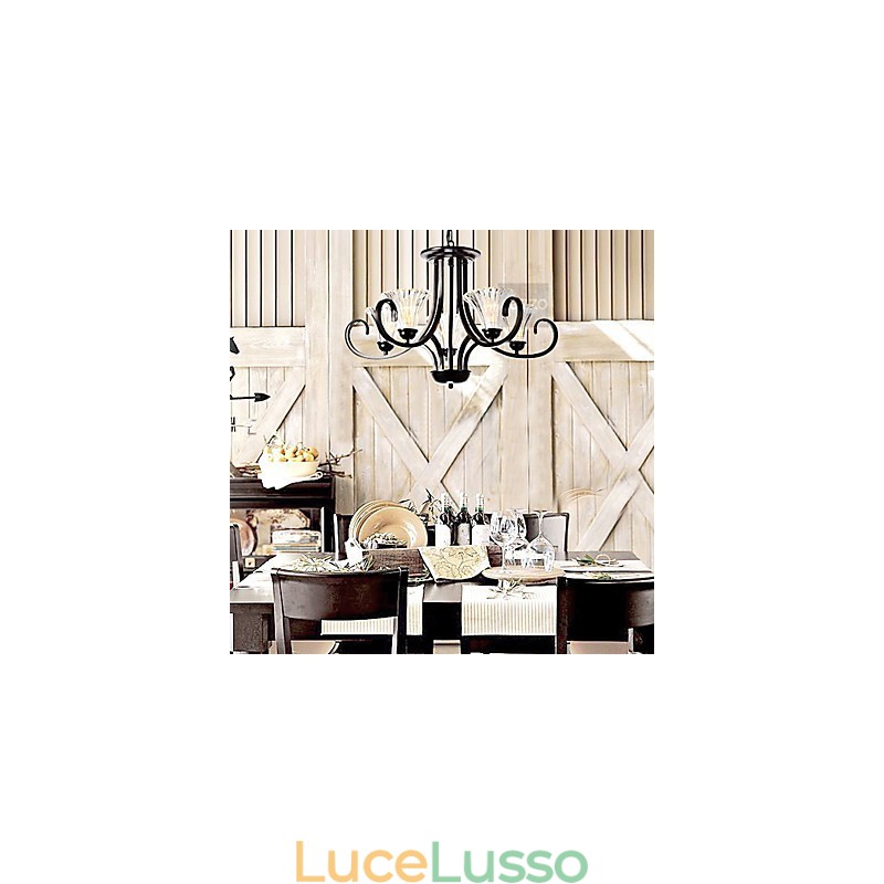 Lampadario vintage in stile europeo a 5 luci con braccio cornuto