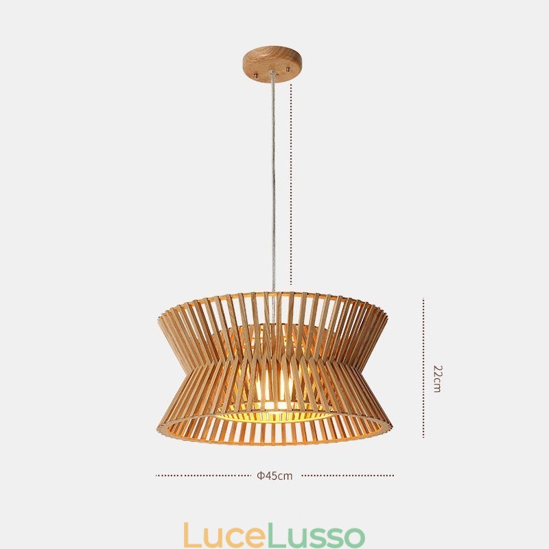 Lampada a sospensione in legno vintage