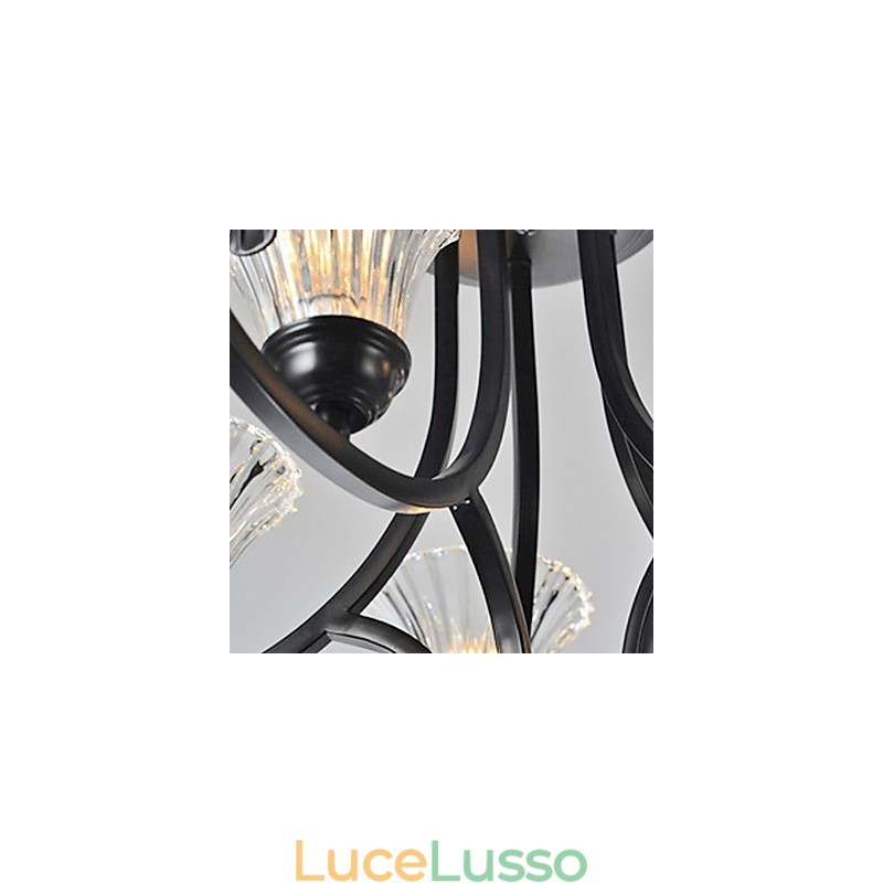 Lampadario vintage in stile europeo a 5 luci con braccio cornuto