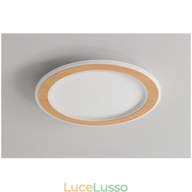 Lampada da soffitto moderna in legno tondo da montare a filo, apparecchio di illuminazione per interni