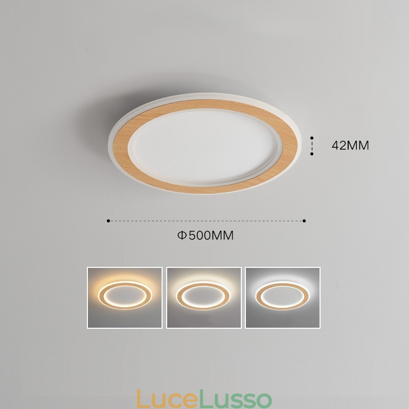 Lampada da soffitto moderna in legno tondo da montare a filo, apparecchio di illuminazione per interni