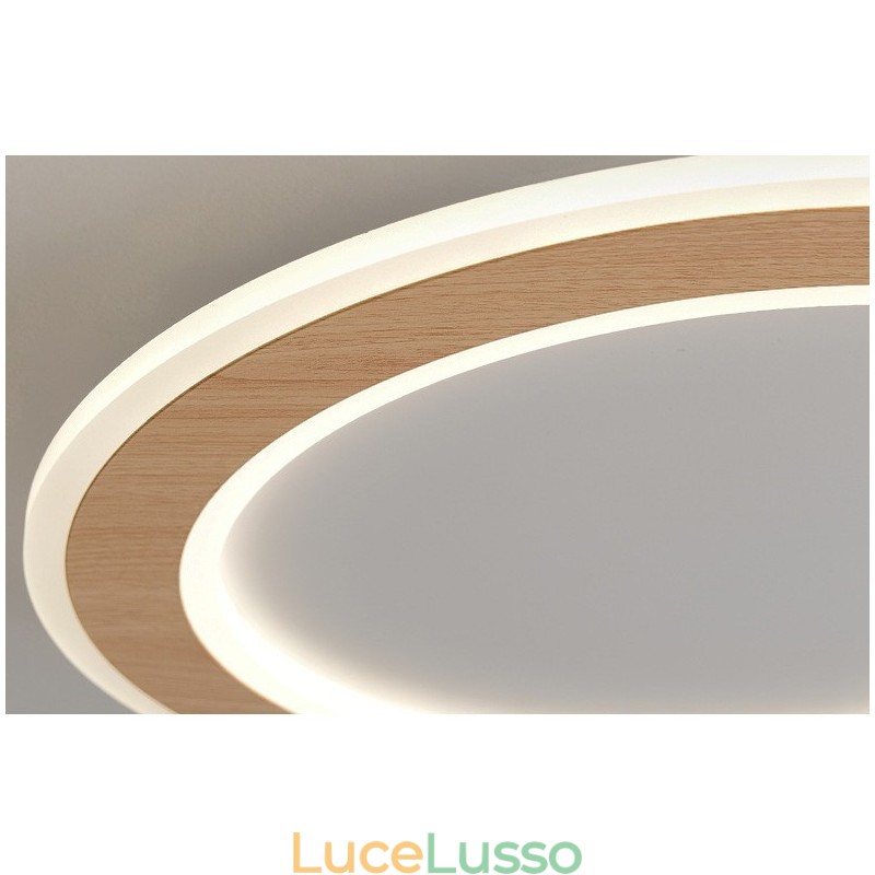 Lampada da soffitto moderna in legno tondo da montare a filo, apparecchio di illuminazione per interni