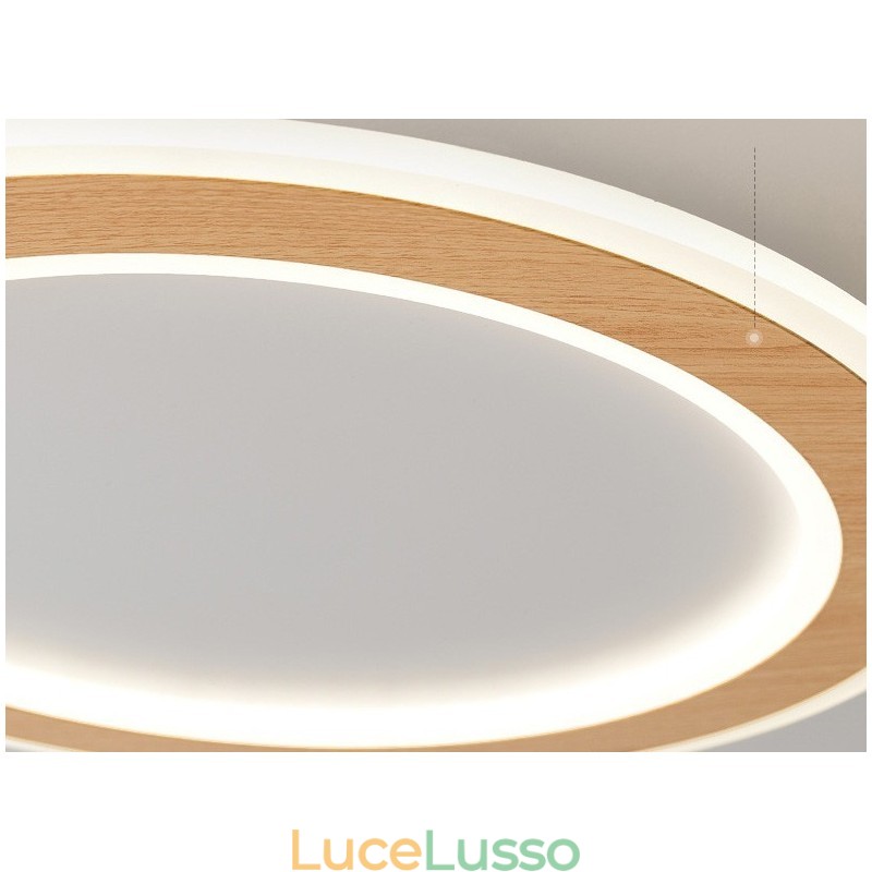 Lampada da soffitto moderna in legno tondo da montare a filo, apparecchio di illuminazione per interni