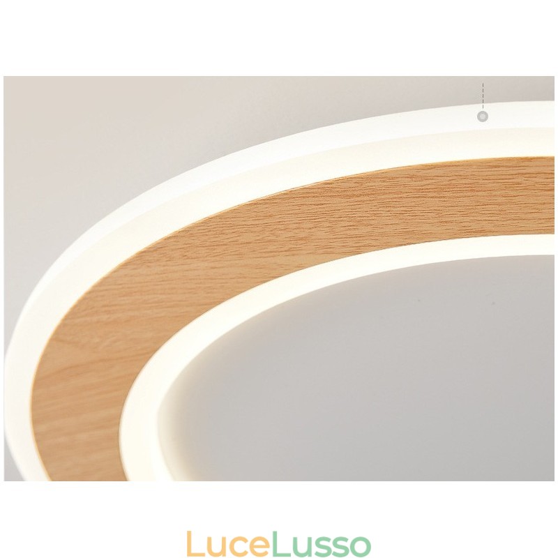 Lampada da soffitto moderna in legno tondo da montare a filo, apparecchio di illuminazione per interni