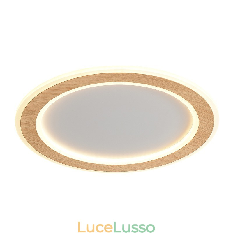 Lampada da soffitto moderna in legno tondo da montare a filo, apparecchio di illuminazione per interni