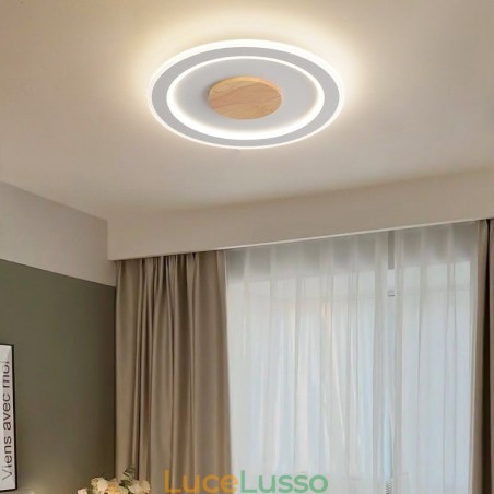 Lampada da soffitto moderna in legno tondo da montare a filo, apparecchio di illuminazione per interni Lampada da soffitto moderna in legno tondo da montare a filo, apparecchio di illuminazione per interni