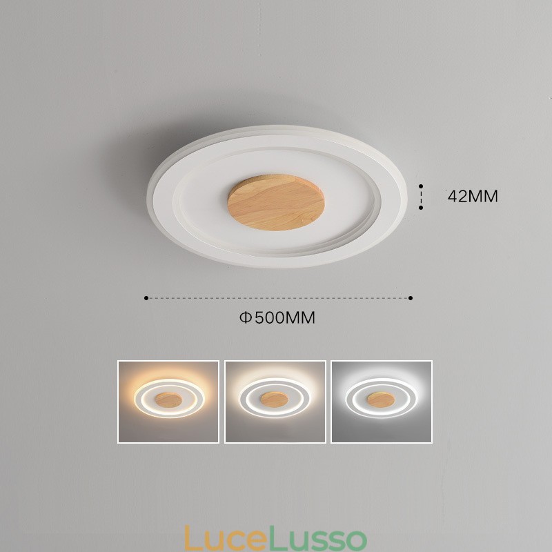 Lampada da soffitto moderna in legno tondo da montare a filo, apparecchio di illuminazione per interni