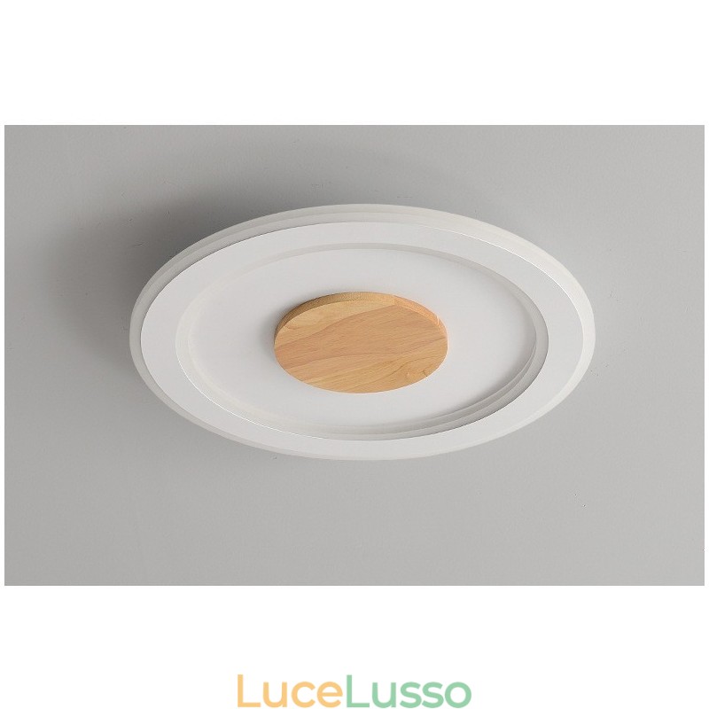Lampada da soffitto moderna in legno tondo da montare a filo, apparecchio di illuminazione per interni