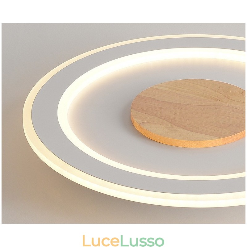 Lampada da soffitto moderna in legno tondo da montare a filo, apparecchio di illuminazione per interni
