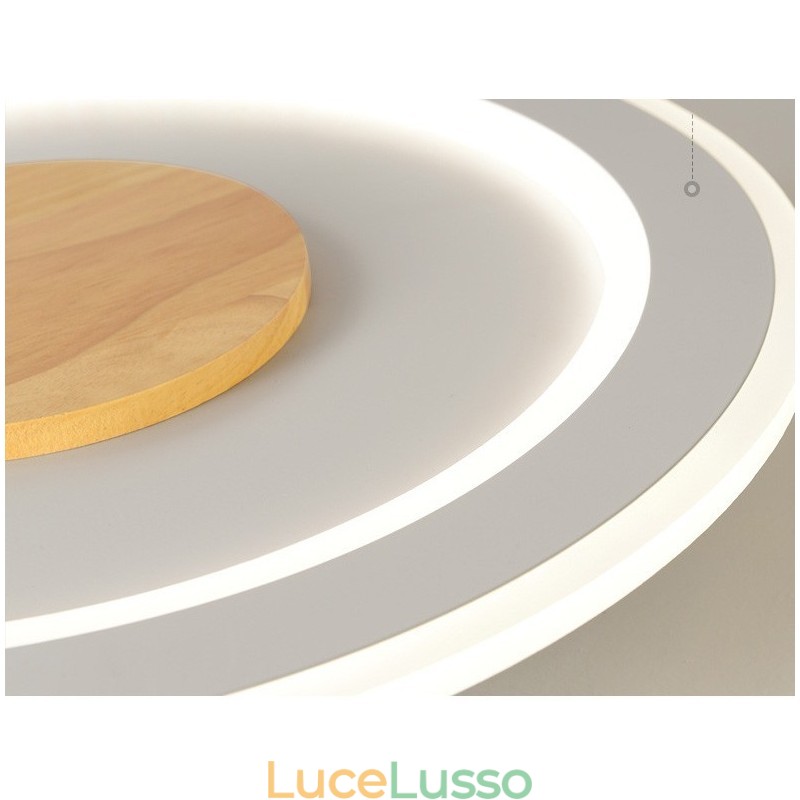 Lampada da soffitto moderna in legno tondo da montare a filo, apparecchio di illuminazione per interni
