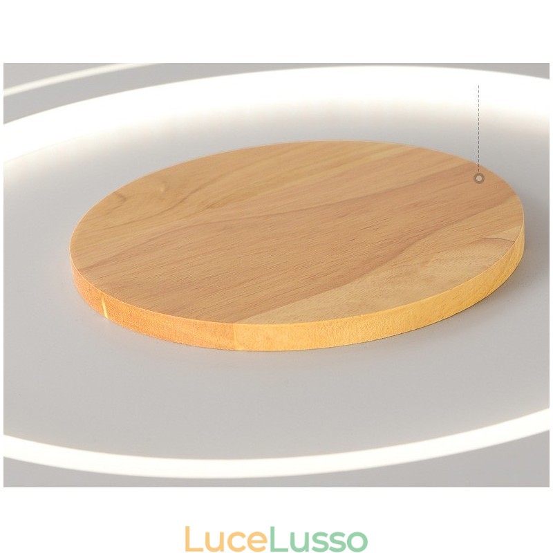 Lampada da soffitto moderna in legno tondo da montare a filo, apparecchio di illuminazione per interni