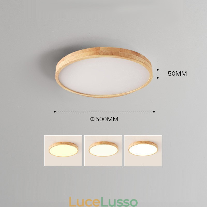 Lampada da soffitto moderna in legno tondo da montare a filo, apparecchio di illuminazione per interni