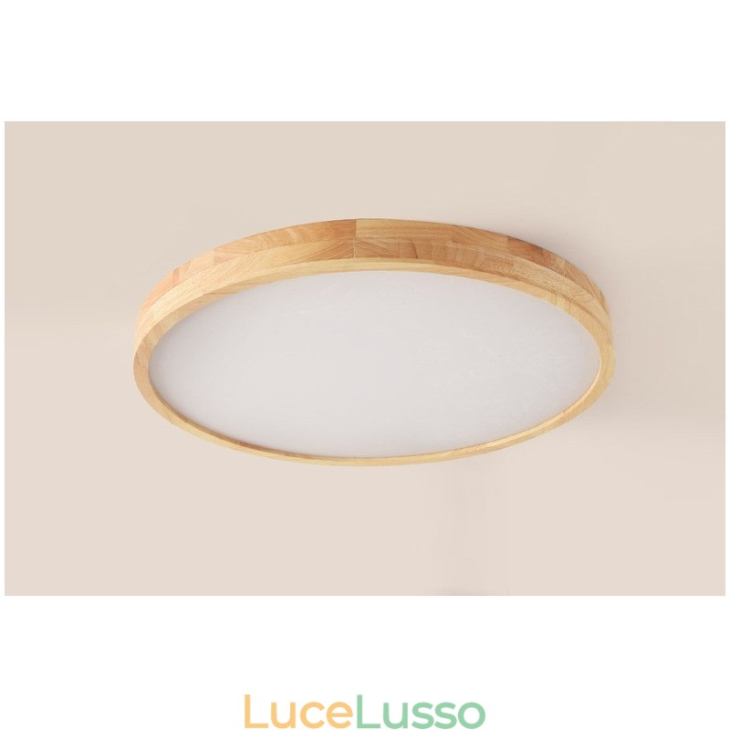 Lampada da soffitto moderna in legno tondo da montare a filo, apparecchio di illuminazione per interni
