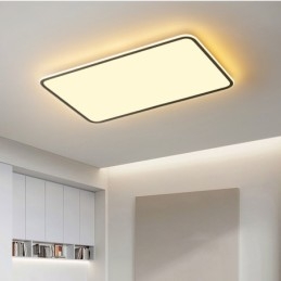 Moderna lampada da soffitto rettangolare dimmerabile di grandi dimensioni da montare a filo, apparecchio di illuminazione per interni
