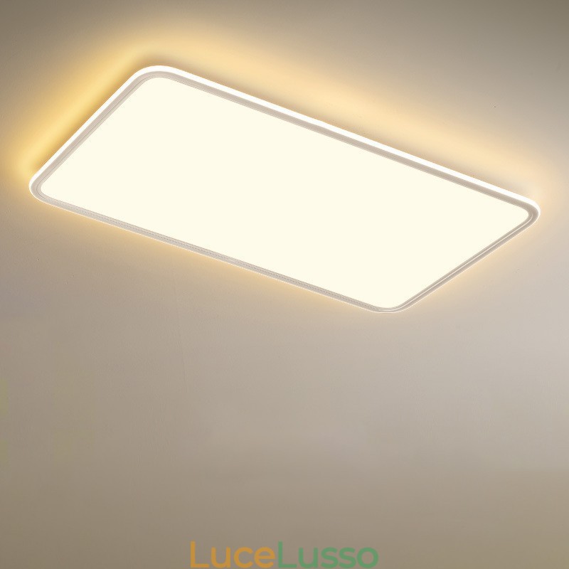 Moderna lampada da soffitto rettangolare dimmerabile di grandi dimensioni da montare a filo, apparecchio di illuminazione per interni