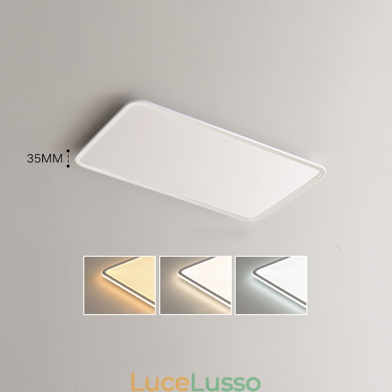 Moderna lampada da soffitto rettangolare dimmerabile di grandi dimensioni da montare a filo, apparecchio di illuminazione per interni