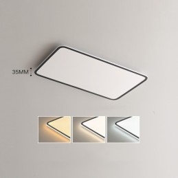 Moderna lampada da soffitto rettangolare dimmerabile di grandi dimensioni da montare a filo, apparecchio di illuminazione per interni