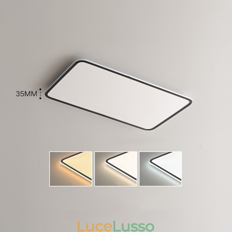 Moderna lampada da soffitto rettangolare dimmerabile di grandi dimensioni da montare a filo, apparecchio di illuminazione per interni
