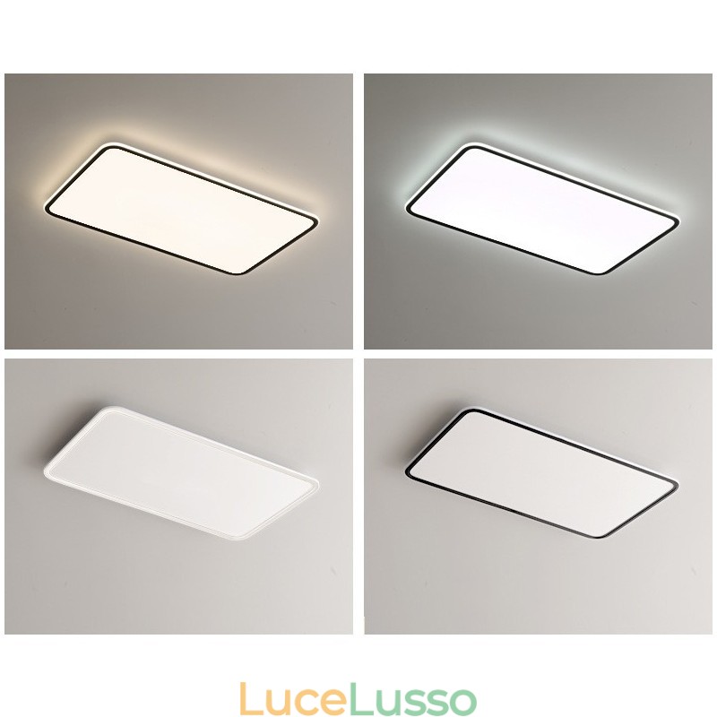 Moderna lampada da soffitto rettangolare dimmerabile di grandi dimensioni da montare a filo, apparecchio di illuminazione per interni