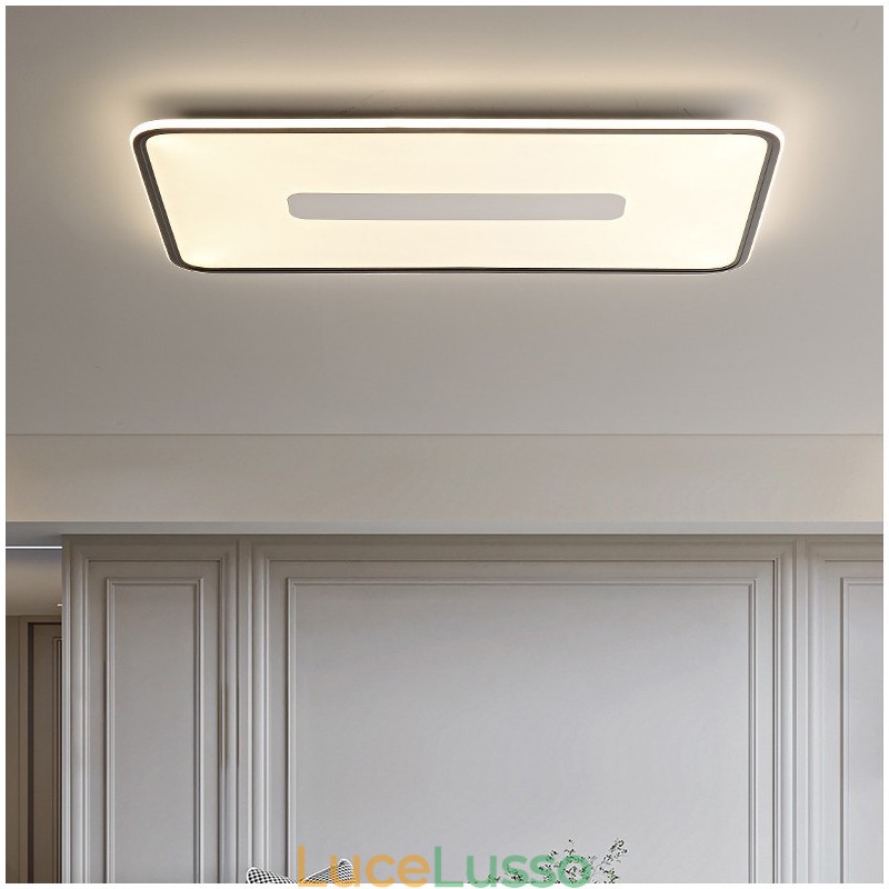 Moderna lampada da soffitto rettangolare dimmerabile di grandi dimensioni con montaggio a filo, protezione completa degli occhi