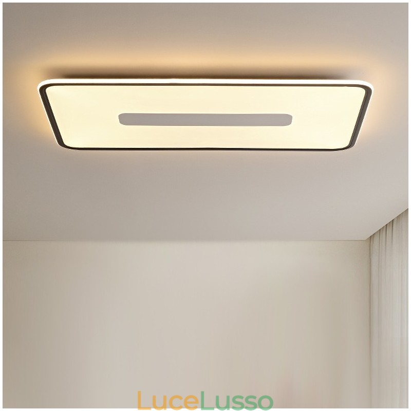 Moderna lampada da soffitto rettangolare dimmerabile di grandi dimensioni con montaggio a filo, protezione completa degli occhi