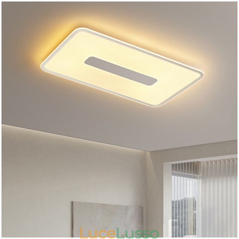 Moderna lampada da soffitto rettangolare dimmerabile di grandi dimensioni con montaggio a filo, protezione completa degli occhi