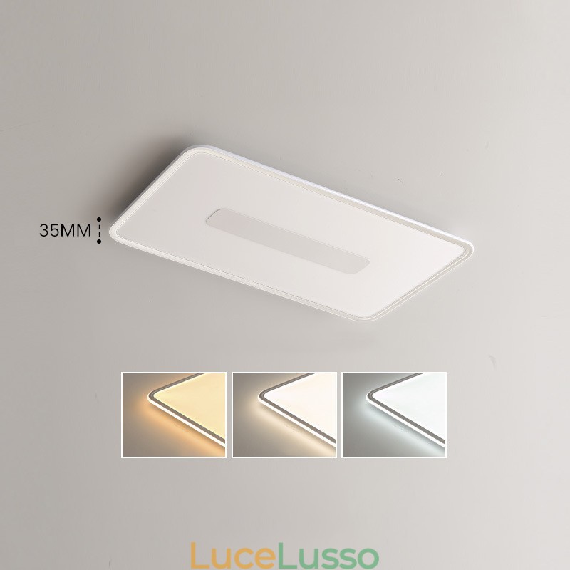 Moderna lampada da soffitto rettangolare dimmerabile di grandi dimensioni con montaggio a filo, protezione completa degli occhi