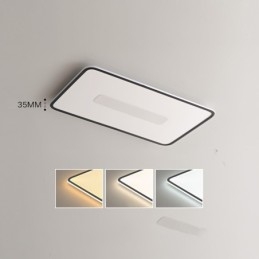 Moderna lampada da soffitto rettangolare dimmerabile di grandi dimensioni con montaggio a filo, protezione completa degli occhi