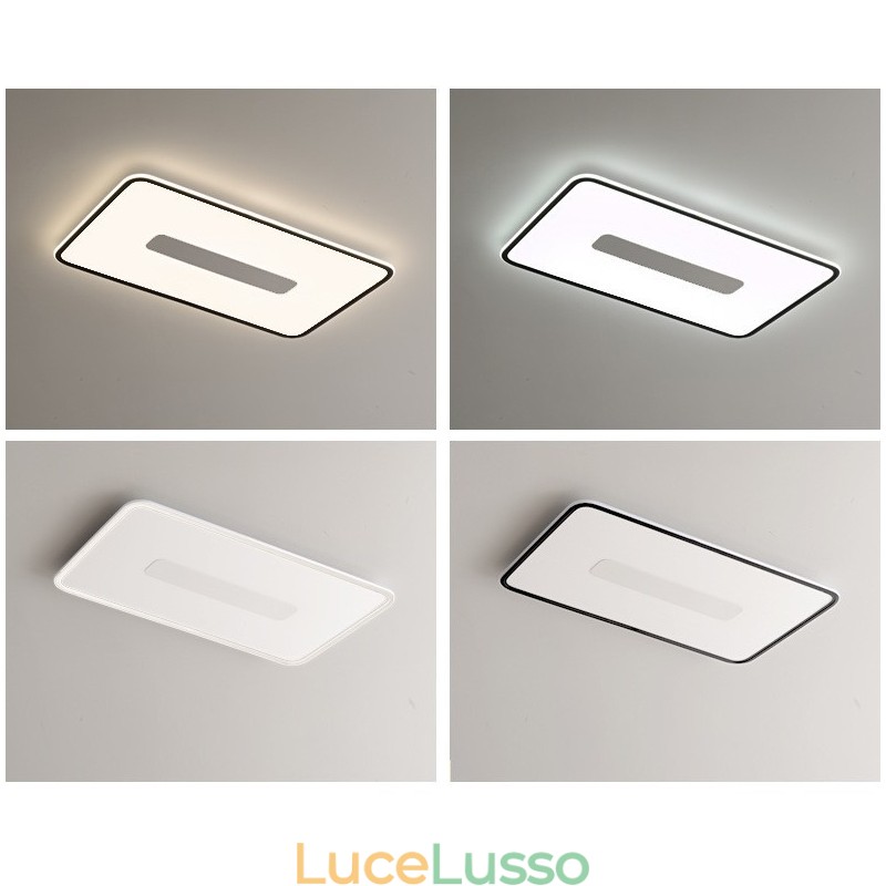 Moderna lampada da soffitto rettangolare dimmerabile di grandi dimensioni con montaggio a filo, protezione completa degli occhi