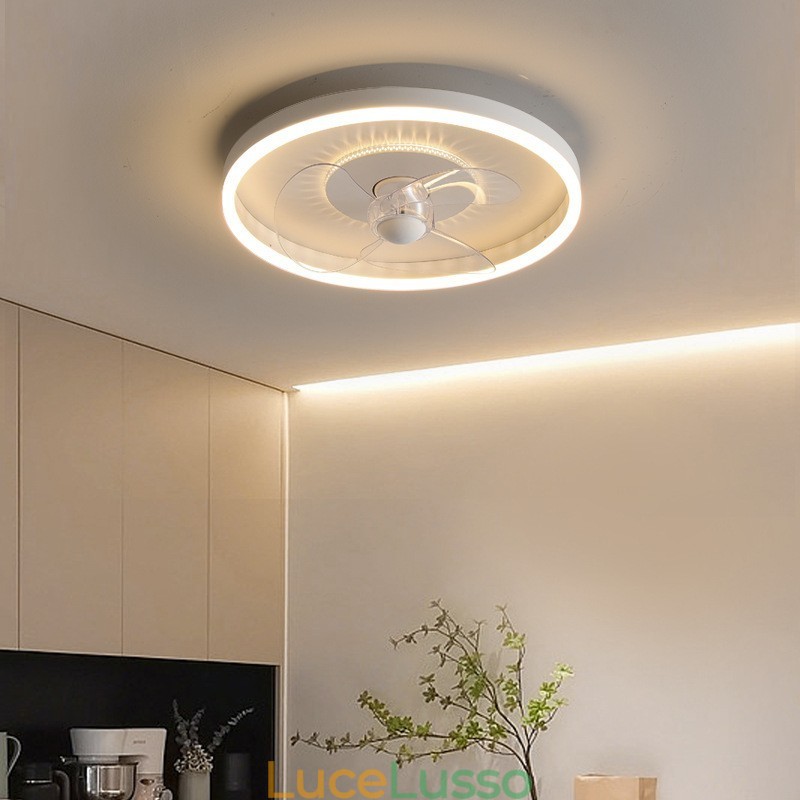 Ventilatore moderno rotondo ultra sottile silenzioso invisibile a spettro completo con protezione per gli occhi dimmerabile da incasso