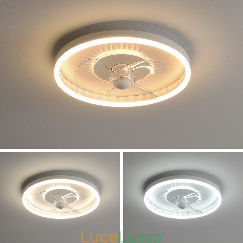 Ventilatore moderno rotondo ultra sottile silenzioso invisibile a spettro completo con protezione per gli occhi dimmerabile da incasso