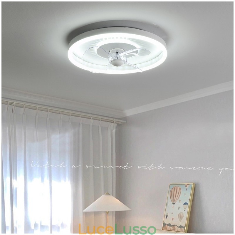 Ventilatore moderno rotondo ultra sottile silenzioso invisibile a spettro completo con protezione per gli occhi dimmerabile da incasso