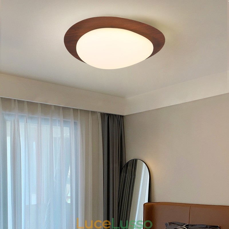 Lampada da soffitto con ciottoli di legno nordico con protezione degli occhi a spettro completo dimmerabile