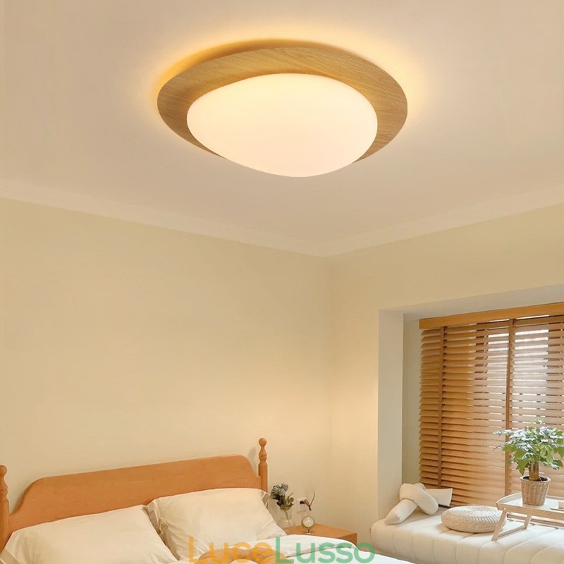 Lampada da soffitto con ciottoli di legno nordico con protezione degli occhi a spettro completo dimmerabile
